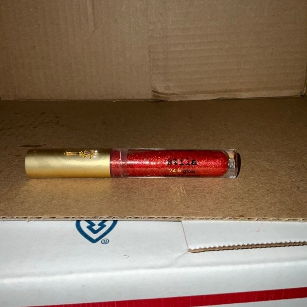 Stila 24kt Gloss Radiant Sunset 03β Red Glitter Lip Gloss Gold Infused Shimmer